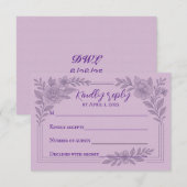 Violet Vows Traditional Wedding RSVP Card Kaartje (Voorkant / Achterkant)