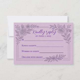Violet Vows Traditional Wedding RSVP Card Kaartje