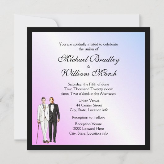 Violet Voyeur Gay Wedding Uitnodiging (Voorkant)