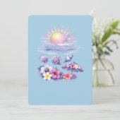 violet watercolor creative beach kaart (Staand voorkant)