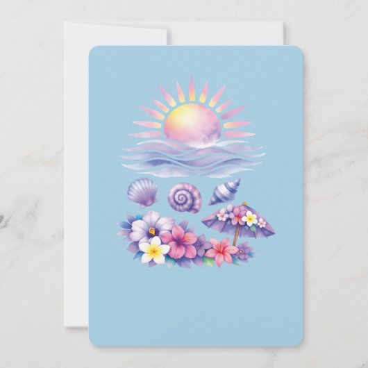 violet watercolor creative beach kaart (Voorkant)