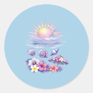 violet watercolor creative beach ronde sticker