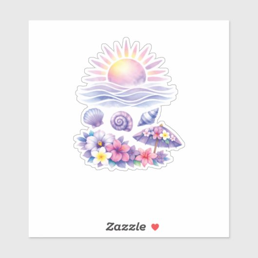 violet watercolor creative beach sticker (Vel)