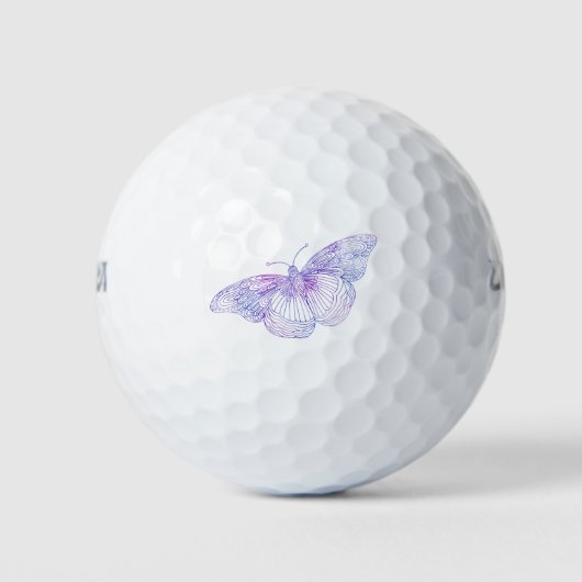 Violet Watercolor Vlinder Golfballen (Voorkant)