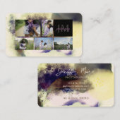 Violet Waterverf Abstract Fotocollage Monogram Visitekaartje (Voorkant / Achterkant)
