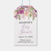 Violet Waterverf Bloemen Baby shower Gift Labels Cadeaulabel (Voorkant)