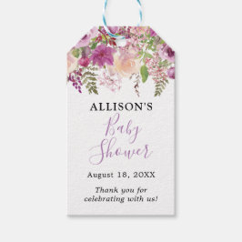 Violet Waterverf Bloemen Baby shower Gift Labels Cadeaulabel