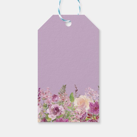 Violet Waterverf Bloemen Baby shower Gift Labels Cadeaulabel (Achterkant)
