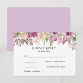 Violet Waterverf Bloemen Bruiloft RSVP Kaart (Voorkant / Achterkant)