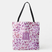 Violet Waterverf Butterflies Patroon Tote Bag (Voorkant)