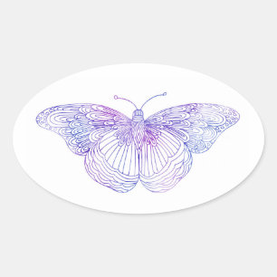 Violet Waterverf Butterfliy Ovale Sticker