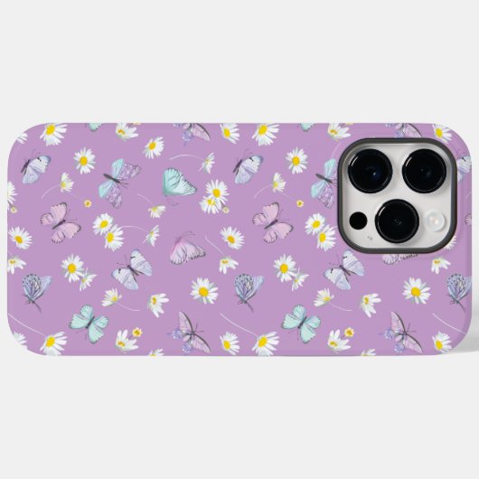 Violet Waterverf Daisy en Vlinder Case-Mate iPhone Case (Achterkant (horizontaal))