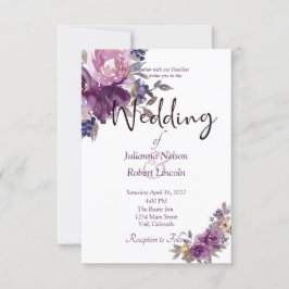 Violet waterverf floral bruiloft kaart