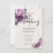 Violet waterverf floral bruiloft kaart (Voorkant)