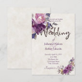 Violet waterverf floral bruiloft kaart (Voorkant / Achterkant)