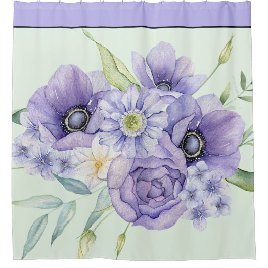 Violet waterverf floral douchegordijn (Voorkant)