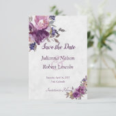 Violet waterverf floral save the date uitnodiging (Staand voorkant)