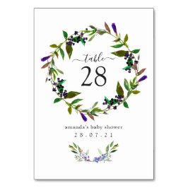 Violet Waterverf Floral Spring Table Number Kaart