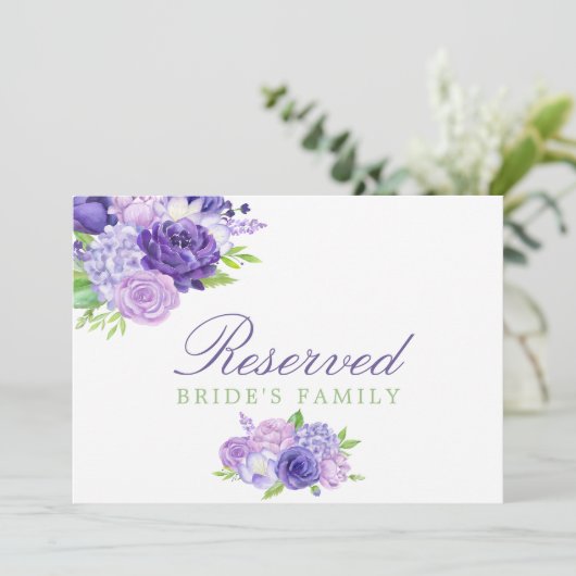 Violet Waterverf Floral Weddenschap Gereserveerd (Staand voorkant)