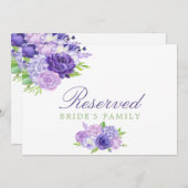 Violet Waterverf Floral Weddenschap Gereserveerd (Voorkant / Achterkant)