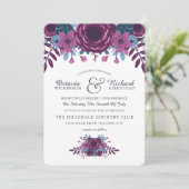 Violet Waterverf Floral Wedding Kaart (Staand voorkant)