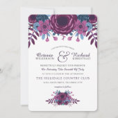 Violet Waterverf Floral Wedding Kaart (Voorkant)