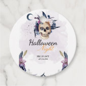 Violet Waterverf Halloween Party Gothic Skull Bedankjes Labels (Voorkant)
