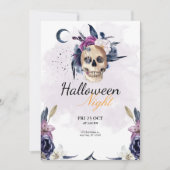 Violet Waterverf Halloween Party Gothic Skull Kaart (Voorkant)