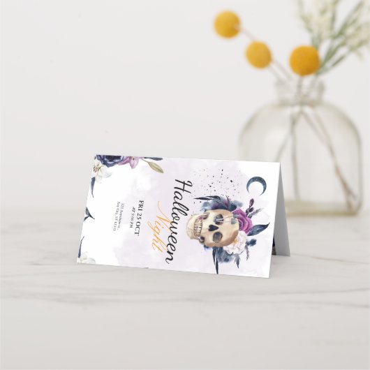 Violet Waterverf Halloween Party Gothic Skull Plaatskaartje (Voorkant)