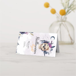 Violet Waterverf Halloween Party Gothic Skull Plaatskaartje