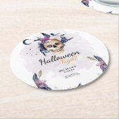 Violet Waterverf Halloween Party Gothic Skull Ronde Kartonnen Onderzetter (Gebogen)