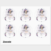 Violet Waterverf Halloween Party Gothic Skull Ronde Sticker (Vel)