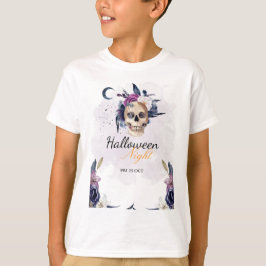 Violet Waterverf Halloween Party Gothic Skull T-shirt