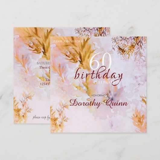 Violet Waterverf herfstbladeren Verjaardag Kaart (Voorkant / Achterkant)