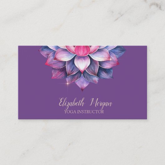 Violet Waterverf Lotus Yoga Eenvoudig Visitekaartje (Voorkant)