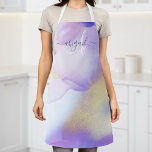 Violet Waterverf Luxe monogram voor persoonlijke n Schort<br><div class="desc">Pas deze glamoureuze stijl abstracte lila waterverf eenvoudig aan met uw eigen details.</div>