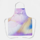 Violet Waterverf Luxe monogram voor persoonlijke n Schort (Voorkant)