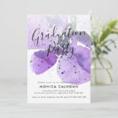 Violet Waterverf Orchid Graduation Party Kaart (Staand voorkant)