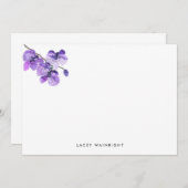 Violet Waterverf Orchid Personeelsformatie Notitiekaartje (Voorkant / Achterkant)