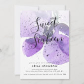 Violet Waterverf Orchid Sweet 16 Uitnodiging (Voorkant)