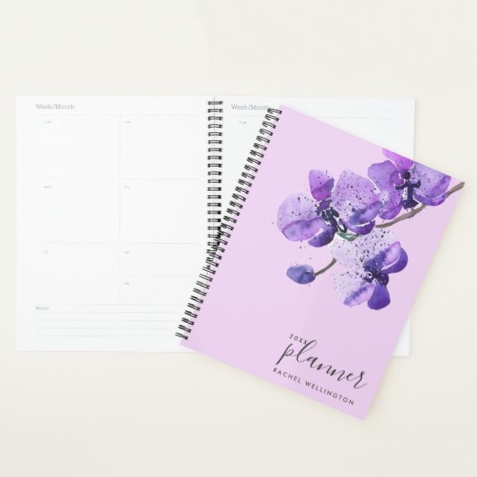 Violet Waterverf orchideeën Planner (Display)