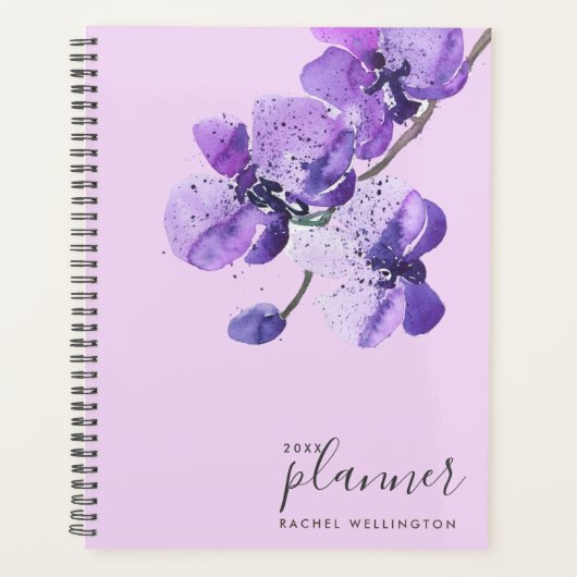 Violet Waterverf orchideeën Planner (Voorkant)