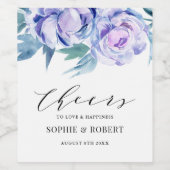 Violet Waterverf Peony Floral Wedding Favor Wijn Etiket (Enkel label)