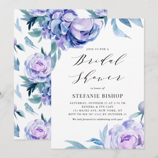 Violet Waterverf pinda's Floral Vrijgezellenfeest Kaart (Voorkant / Achterkant)