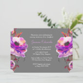 Violet Waterverf Poppies Naming-ceremonie uitnodig Kaart (Staand voorkant)