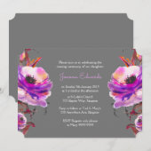 Violet Waterverf Poppies Naming-ceremonie uitnodig Kaart (Voorkant / Achterkant)