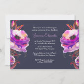 Violet Waterverf Poppies Naming-ceremonie uitnodig Kaart (Voorkant)