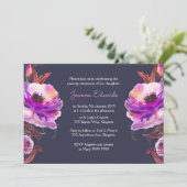 Violet Waterverf Poppies Naming-ceremonie uitnodig Kaart (Staand voorkant)