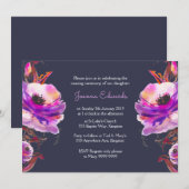 Violet Waterverf Poppies Naming-ceremonie uitnodig Kaart (Voorkant / Achterkant)