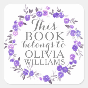 Violet Waterverf Roos Dit boek is een Sticker